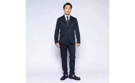 【ふるなび限定】メンズ フルレングスストレートパンツ「ワークウェアスーツ」スーツに見える作業着　丸洗い可 ストレッチ 速乾 部屋干し可 撥水 シワになりにくい　ダークネイビー FN-Limited-S