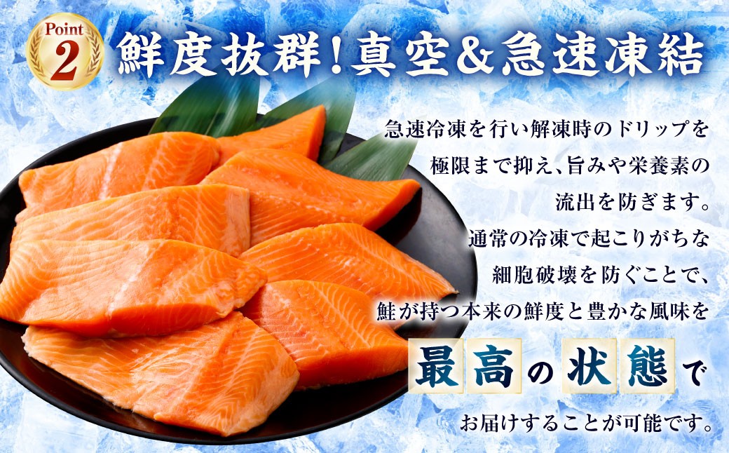 【6回定期便】 北海道産サーモン 計約9.6kg （約200g×8パック）×6回