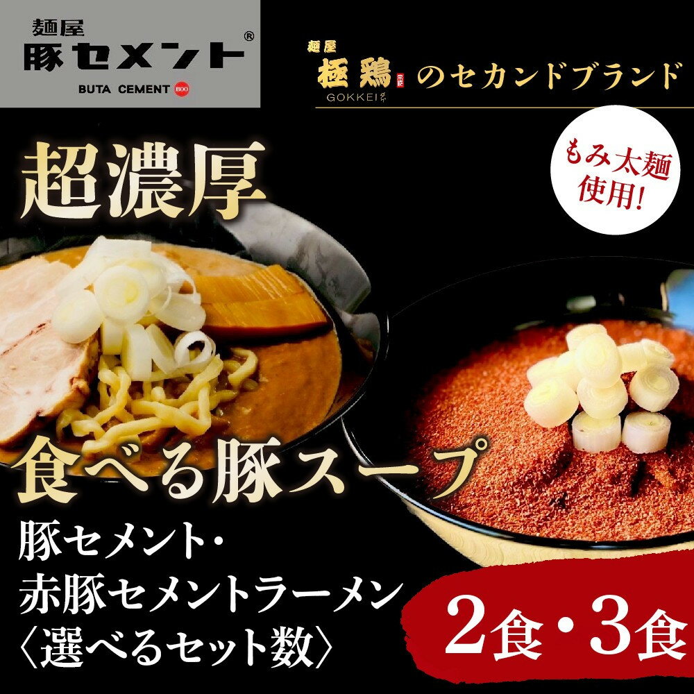 【ふるさと納税】【麺屋 豚セメント】豚セメント・赤豚セメント 選べるラーメンセット 2種 2～3食［ 京都 大人気ラーメン店・極鶏のオンライン限定ブランド 一乗寺 ラーメン 超濃厚 肉濁豚白湯 唯一無二の食べるスープ お取り寄せ 通販 送料無料 ふるさと納税 ］