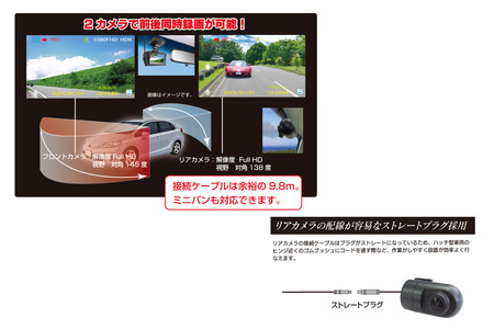 ドライブレコーダー 2カメラ 200万画素 FC-DR226WPLUSW (a47-006)