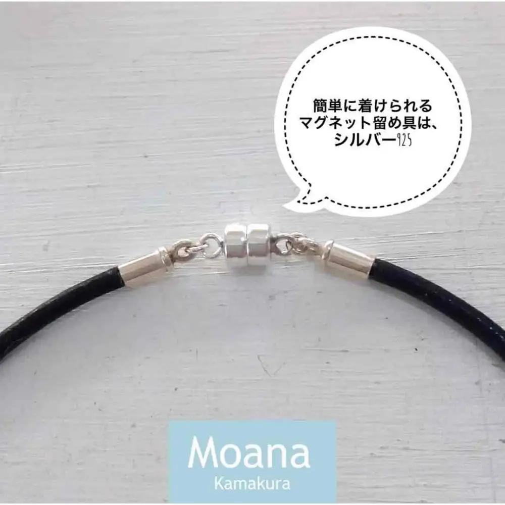 【レディース】シルバー＆牛革ブレスレット  Black
