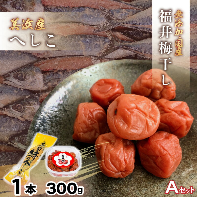 【ふるさと納税】【へしこの町】福井 梅干し 300g × 1個 ＆ 美浜産 へしこ × 1本 Aセット【鯖 サバ さば 福井 美浜 若狭 名産 郷土料理 ぬか漬け 糠漬け 発酵 つまみ 酒の肴 珍味 伝統 うめぼし 三方 自家製】 [m20-a008]