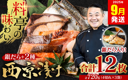 【訳あり】厳選 鮮魚 西京漬け 720g 銀だら入り 食べ比べ 3種 12枚 西京焼き 4切れ×3袋 【2025年9月発送】