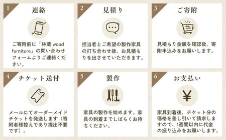 家具 オーダーメイドチケット 10万円分 | オーダーメイド オーダーメイド家具 家具 一枚テーブル テーブル 椅子 スツール テレビボード ベンチ 棚 インテリア チケット 無垢材 木材 天然木材 