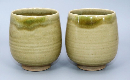 虫明焼 湯呑２個セット（曙窯 作） 工芸品 食器 