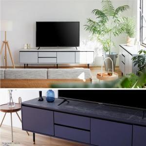 テレビボード 210cm ローボードタイプ マクヴィ＜ライトグレー×マーブルホワイト＞【モーブル／大川家具】