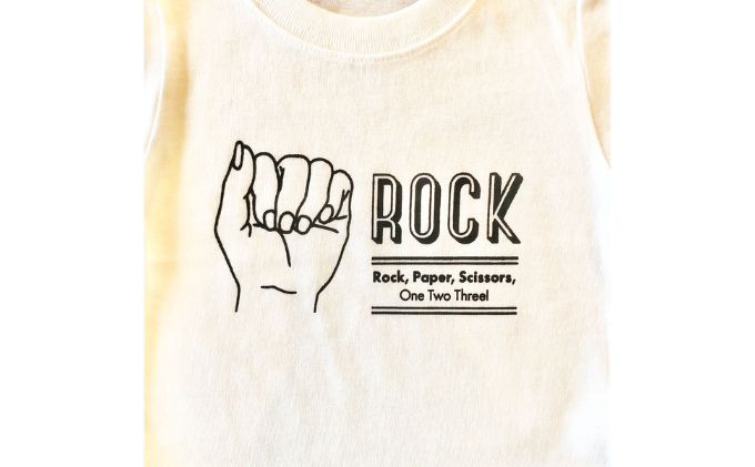 3人兄弟姉妹でおそろい/じゃんけん ROCK×PAPER×SCISSORS プリント/ Tシャツ3枚組ギフトセット【出産祝い・誕生日・ギフト・プレゼント】（80cm×90cm×120cm）