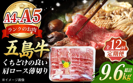 【12回定期便】五島牛薄切り 800g[PCV030] 定期便 薄切り定期便 国産牛薄切り 和牛薄切り定期便