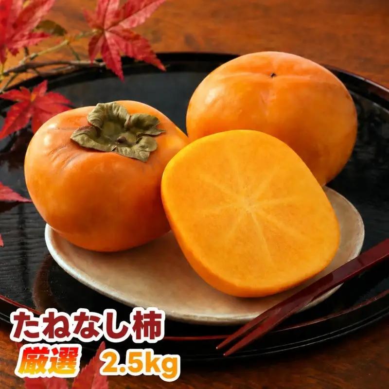 たねなし柿 2.5kg 厳選 / 柿 刀根早生 平核無柿 富有柿 ※2026年9月下旬から11月上旬に順次発送 ※北海道・沖縄・離島への配送不可  【ikd504-p-2d5】