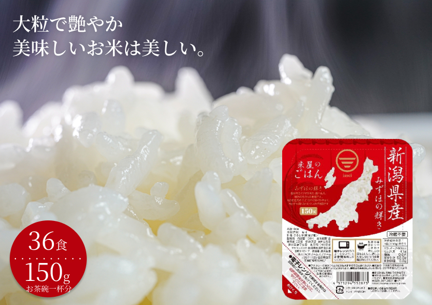 【9ヶ月定期便】 パックご飯 150g×36食×9回 みずほの輝き 米杜氏 壱成 新潟良食味品種 大粒 艶やか つや 冷めてももっちり 1H16127