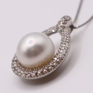 1947 【真珠科学研究所オーロラフェニックス鑑別書付】Pt 南洋白蝶真珠真珠　11.0㎜up　ダイヤモンド0.65ct　ペンダントネックレス