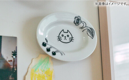 【波佐見焼】Pebble Ceramic Studioコラボ CatオーバルプレートSS 4枚【アイユー】[UA65]