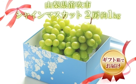 【2026年発送★先行予約】山梨県 笛吹市 シャインマスカット 2房 約1kg 177-6-004-26y