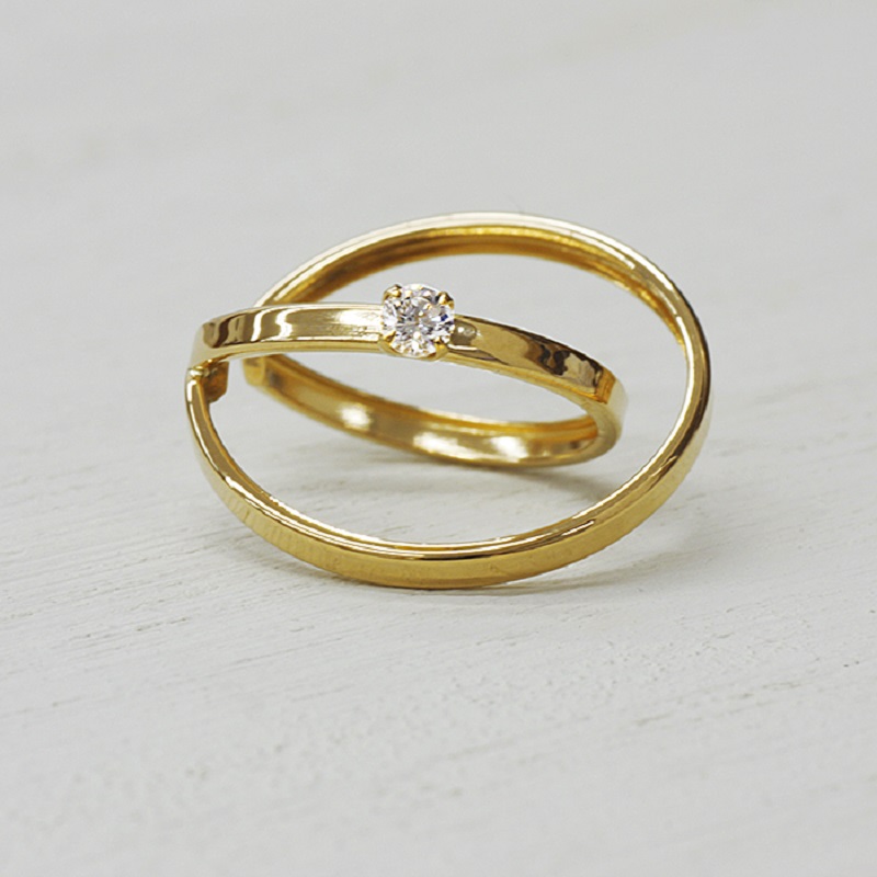 k18YG ダイヤモンド 手作り イヤーカフ ジュエリー 2連サークル 03186