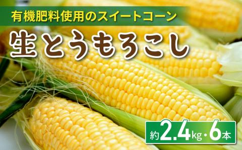 生とうもろこし 2L 6本 有機肥料使用のスイートコーン！ 長野県東御市産 ※7月中旬から順次発送予定※発送曜日指定不可