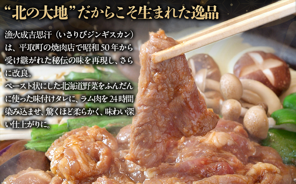 【3種食べ比べ】味付けジンギスカングランプリ2024優秀賞の秘伝タレを使用『漁火成吉思汗』 各350g 計1.05kg BRTI029