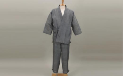 小千谷縮作務衣 グレー Lサイズ 小千谷織物同業協同組合 【0002-0173SV04-01】