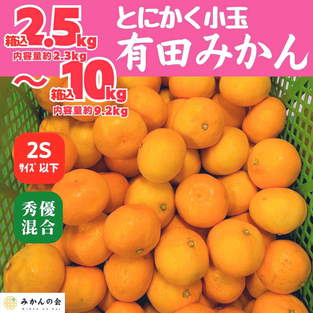 【ふるさと納税】みかん とにかく小玉 箱込 2.5kg～10kg 2Sサイズ以下 秀品 優品 混合 有田みかん 和歌山県産 産地直送 家庭用 【みかんの会】　 | 有田みかん 和歌山県産 柑橘 果物 フルーツ デザート 濃厚 小さい 食べやすい 子供 おすすめ お取り寄せ 和歌山県 送料無料