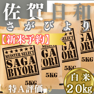 CIC25_『新米予約』令和７年産『さがびより』白米20kg(５㎏×４袋)　※新米収穫後11月以降発送