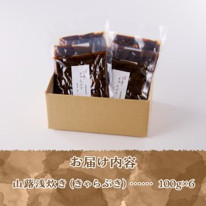 山蕗浅炊き（きゃらぶき）国産無添加 100g×6袋 [h138]