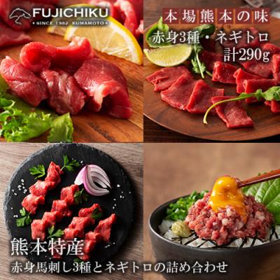ふるさと納税 小国町 ふじ馬刺し 赤身馬刺し3種とネギトロの詰め合わせ 計290g
