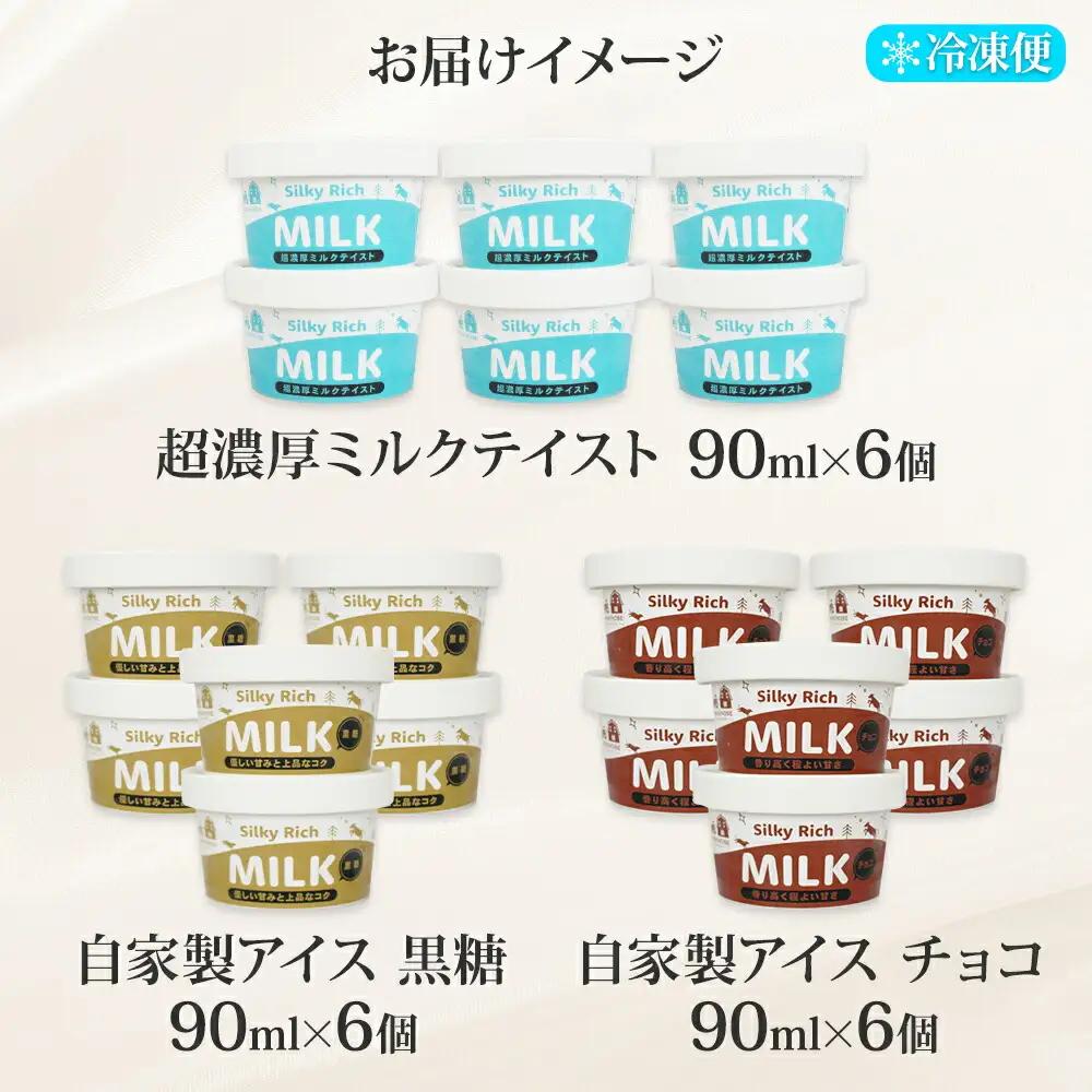 牧之瀬牧場 自家製アイス 3種 濃厚ミルク 黒糖 チョコ 各6個 計18個 フレーバー 牧場 デザート 手作り セット 氷菓子 スイーツ 冷凍 送料無料 北海道 弟子屈町 3226