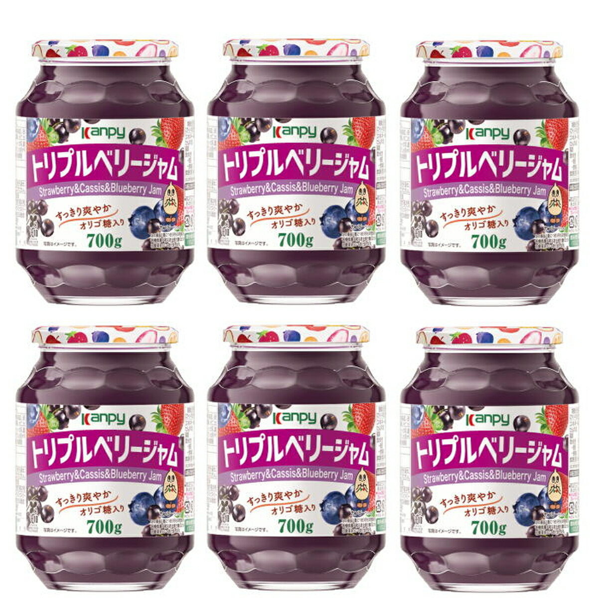 【ふるさと納税】カンピー　トリプルベリージャム700g　1ケース（6本入） | 兵庫県 丹波篠山市 ギフト 朝食 果実ジャム フルーツジャム オリゴ糖配合 トースト ヨーグルト 家族向け まとめ買いに いちご カシス ブルーベリー