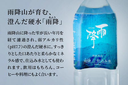 [定期便／3ヶ月 (全3回)] 丹沢大山 雨降///仕込み水 500ml 計72本 (毎月1箱 24本セット×3回) [0863]