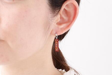 【中嶋象嵌】長四角　ピアス〈ダイヤ〉