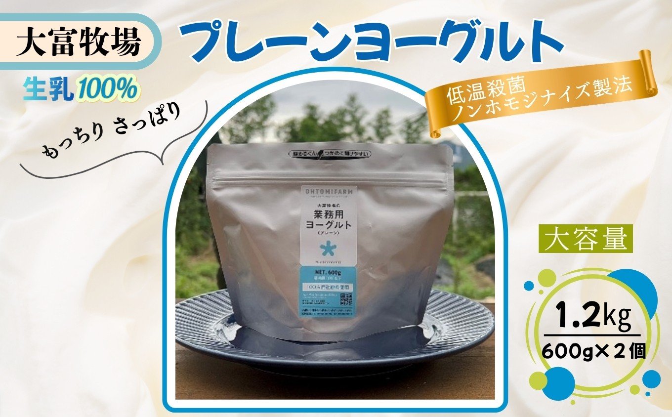 
                  大富牧場の大容量プレーンヨーグルト 600g×2個［A0162-0008］
                
