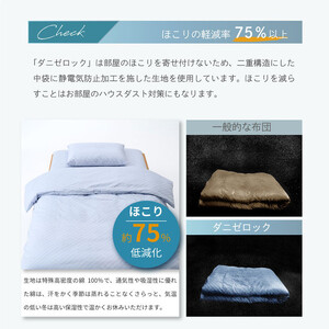 防ダニ ベッドシーツ ダブル 140×200×25cm【サックスブルー】