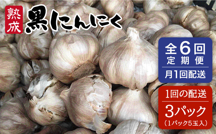 【全6回定期便】熟成 黒にんにく 15玉（1パック5玉×3パック）糸島市 / シーブ [AHC036]