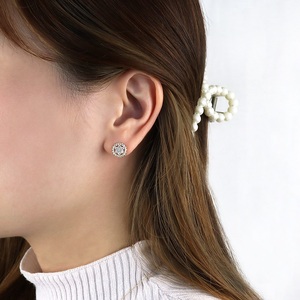 K18イエローゴールド＆ダイヤモンド サークルモチーフピアス【TE-112】