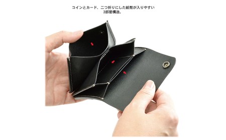 3部屋構造のワイドオープンウォレット / ワイドサイズ　バンナイズ オイル シュリンク レザー 本革 財布 コンパクト カード 収納 ファッション小物 ファッション カバン バッグ  ビンテージブラッ