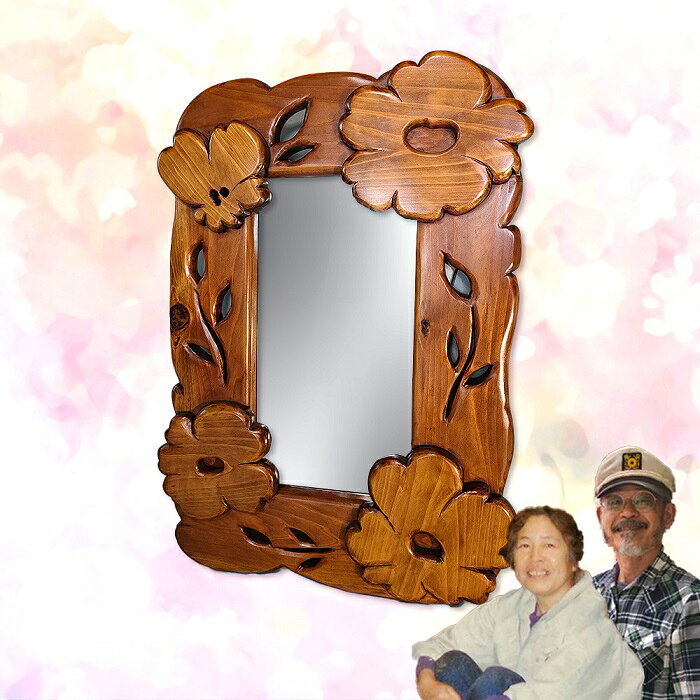 【ふるさと納税】お花の壁掛け鏡 ／ 工房エンジェルのために 鏡 奈良県 田原本町