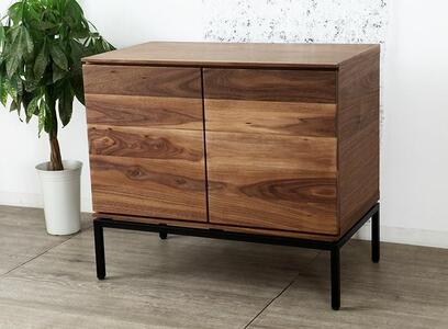 大川家具 ブローディ 80cm リビングボード アイアン脚 天然木ウォールナット アイアン脚