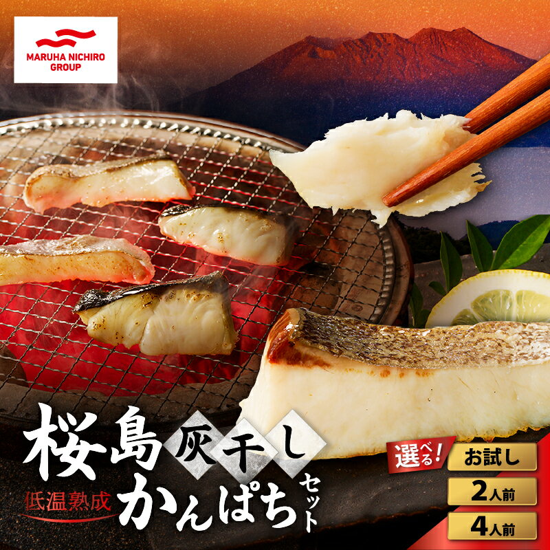 【ふるさと納税】＜選べる容量＞ 桜島灰干し かんぱち セット お試し ～ 4人前 魚 魚介 海産物 海の幸 干物 ひもの 焼くだけ 簡単 調理 惣菜 おかず 加工品 詰合せ 美味しい 桜島 灰干し 火山灰 冷凍 マルハニチロ 鹿児島 鹿児島市 おすすめ ランキング プレゼント ギフト