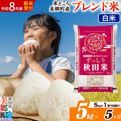 ふるさと納税 美郷町 新米受付 《定期便5ヶ月》ブレンド米【白米】精米 5kg|01_ssn-010505hs