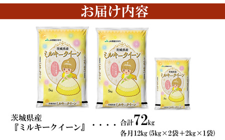 先行予約　令和6年産【6ヶ月連続お届け】茨城県産ミルキークイーン12kg（5kg×2袋、2kg×1袋）先行予約　令和6年産【3ヶ月連続お届け】茨城県産ミルキークイーン12kg（5kg×2袋、2kg×1