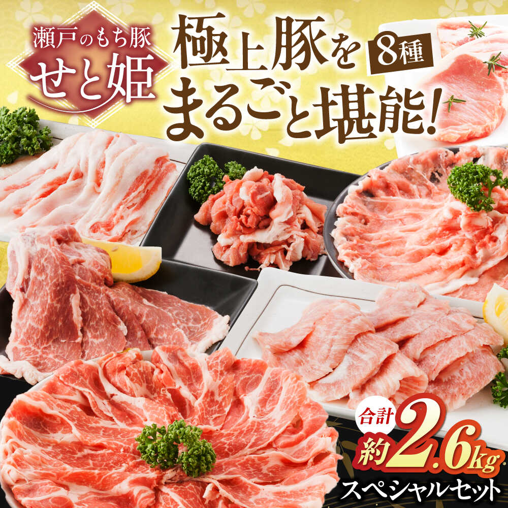 【ふるさと納税】冷凍 肉「瀬戸のもち豚せと姫」スペシャルセット約2560g (ロース×2種・肩ロース×2種・バラ・ヒレ・小間切れ・豚トロ) 広島県福山市/日本畜産株式会社 豚肉 ぶたにく こま切れ しゃぶしゃぶ 小分け[BAER028]