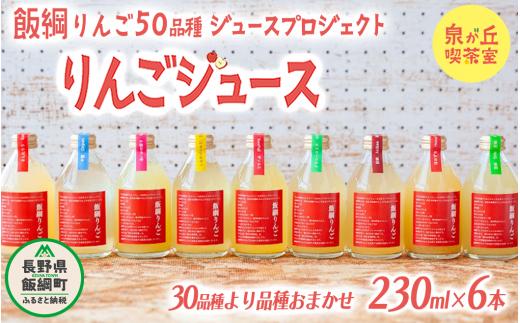 
【飯綱りんご50品種ジュースプロジェクト】 信州産 りんごジュース 品種おまかせ 230ml × 6本 泉が丘喫茶室 飲料 果汁飲料 りんご リンゴ 林檎 ジュース ストレート 100% 長野 信州 13500円 長野県 飯綱町 [1305]
