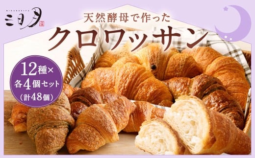 【三日月屋】天然酵母で作ったクロワッサン 12種x各4個（定番商品48個セット）クロワッサン パン ぱん 軽食 朝食 おやつ 冷凍 国産 福岡県 北九州市