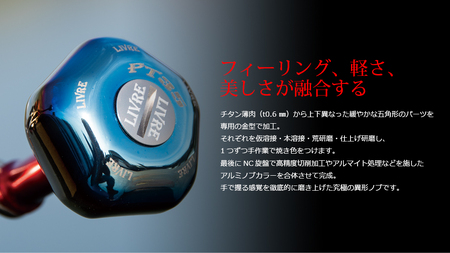 LIVRE PT35（1個）（ファイヤー＆チタン） 亀山市/有限会社メガテック 釣り具 リールハンドル カスタムハンドル[AMBB227-2]