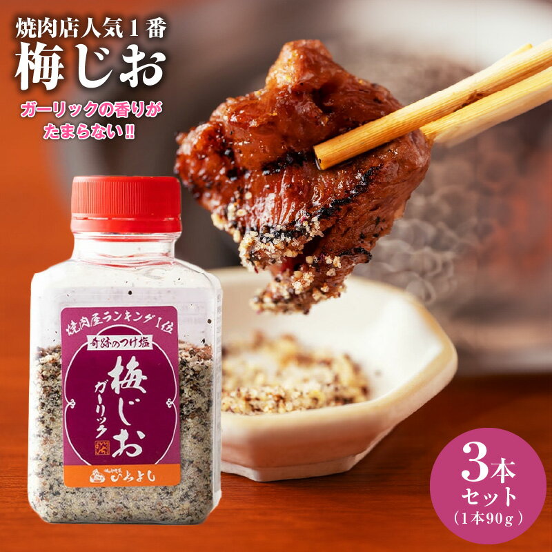 【ふるさと納税】焼き肉専門店の梅じおガーリック 90g × 3本 セット 梅 赤じそ 爽やかな風味 ガーリック 梅じお 調味料 つけ塩 焼肉 キャンプ アウトドア ふりかけ おにぎり 料理 お取り寄せ 大阪府 泉佐野市 送料無料