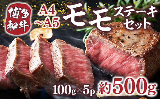 
            博多和牛 【A4～A5】 モモ ステーキ 100g 5p 約500g [MEAT PLUS 福岡県 宇美町 um40azp010036] 牛肉 肉 もも肉 モモ肉 牛モモ 和牛 牛
          