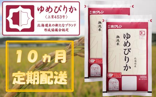 （無洗米６００ｇ）【１０ヶ月定期配送】ホクレンゆめぴりか