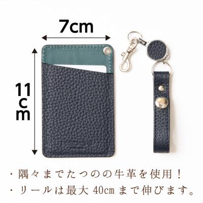 ふるさと納税 尼崎市 兵庫県たつの市産牛革 定期・ICカード用パスケース(ネイビー×ピーコックブルー)　HEDGE |  | 01
