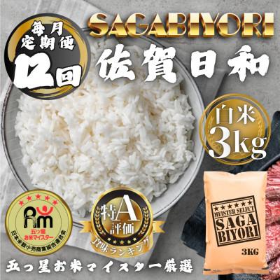ふるさと納税 多久市 【毎月定期便】さがびより白米3kg(多久市)全12回