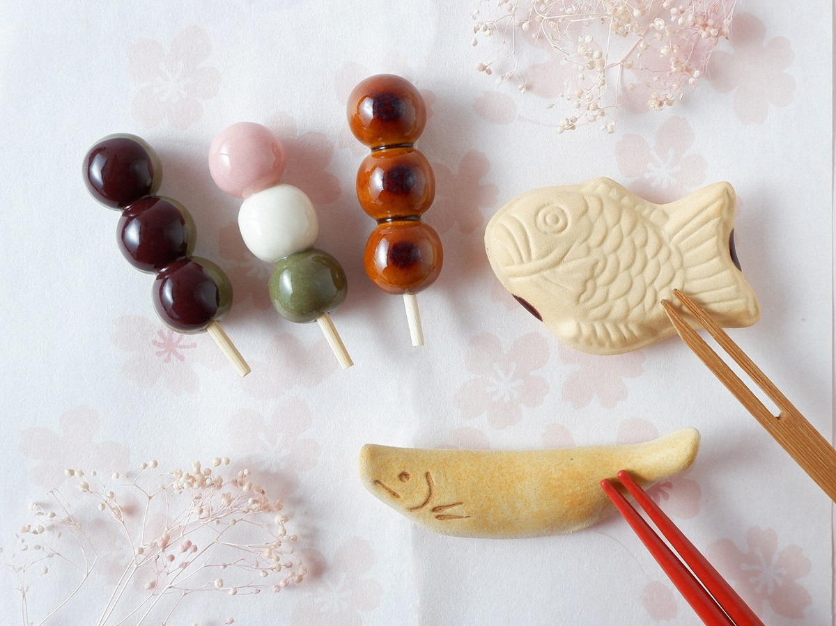 
イホシロ窯 手作り 和菓子箸置き5種類
