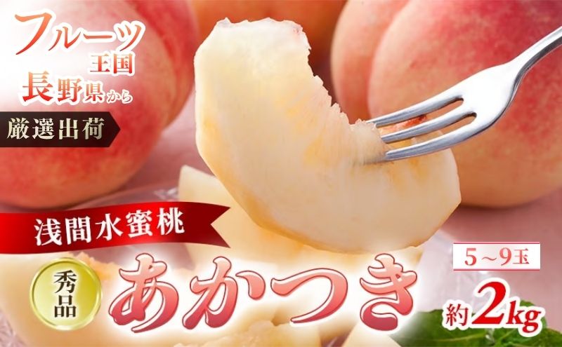 2026年発送 先行予約 「浅間水蜜桃プレミアム」 もも あかつき 秀品 約2kg 5～9玉 ふるさと納税 果物 桃 フルーツ モモ 果肉  長野県産 小諸市